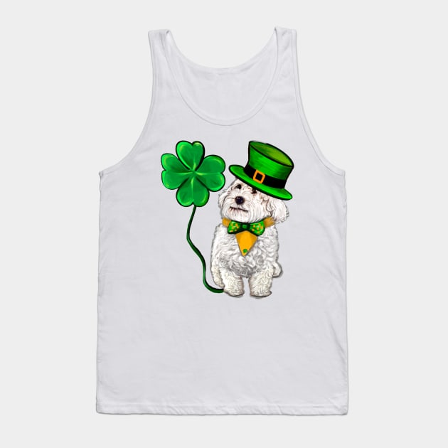 Clover Malarkey Funny Cavapoo puppy dog in hat and tie with Shamrocks - green 4 leaf clovers shamrock. Shenanigans The best Irish gift ideas 2024 Tank Top by Artonmytee